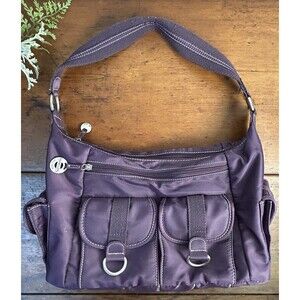 Purple Nylon Travelon Bag Shoulder Purse Tons Of Pockets!